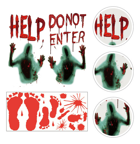 Calcomanías De Pared De Halloween Con Manchas De Sangre, 2 H
