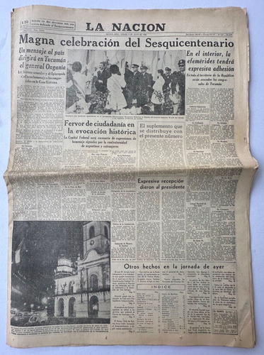 Antiguo Diario La Nación 9 De Julio De 1966 Completo