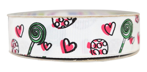 Imagen 2 de 3 de Listón Estampado De Corazones, 2 Piezas, San Valentín, Cp