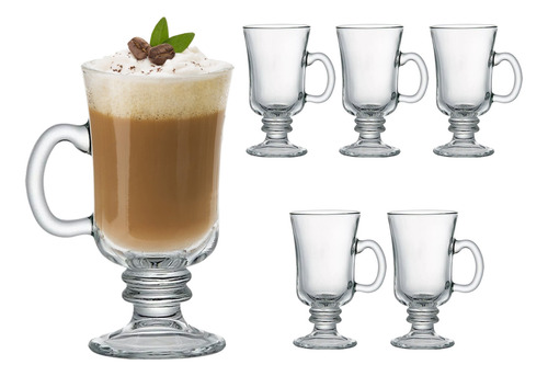 Set De 6 Piezas Copas Tarro Taza Café Capuchino 9.2oz 260ml