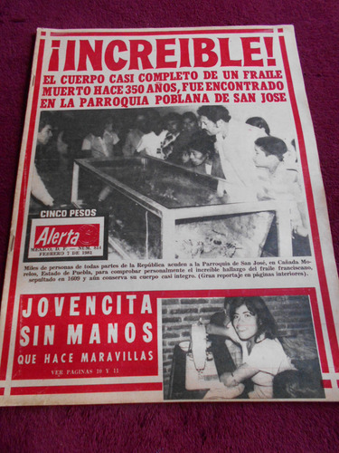 Revista Antigua Alerta Restos Fray Toribio Motolinia Alarma (Usado)