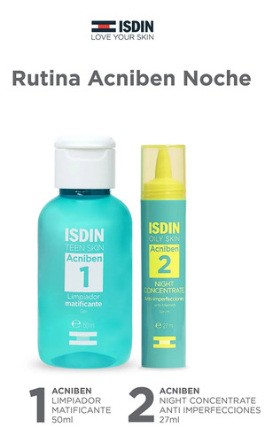 Isdin Pack Acniben Night 27ml+acniben Gel Limp Matificante 2 Grasa Noche