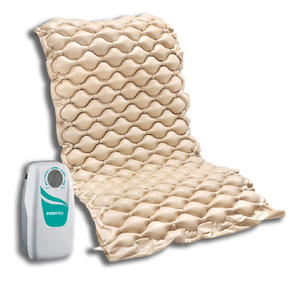 Colchón Colchoneta Antiescara inflable Femmto HF6001 color beige hasta 130kg de 90cm x 200cm x 7cm con Bomba de Inflado Alternante y Parches de Reparación