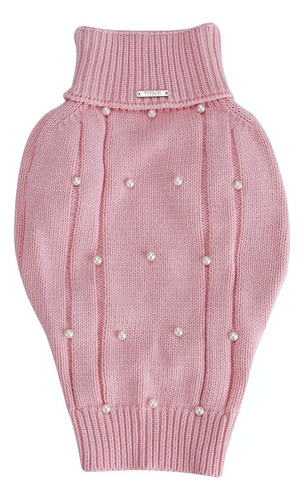 Suéter De Tricô Pet Com Pérolas Bordadas À Mão Rosa Tam P