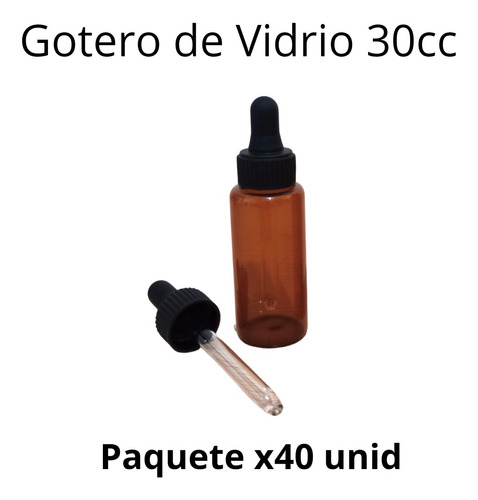 Gotero De Vidrio Genérico 30 Ml Ámbar Con Pipeta Y Bulbo Neg