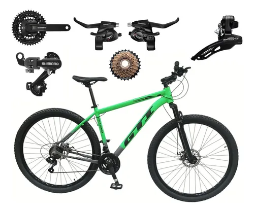 comprar Bicicleta Mtb Gti Roma 29 21v Disco Mod Shimano Suspensao Cor Verde\u002Fcinza Tamanho Do Quadro 17