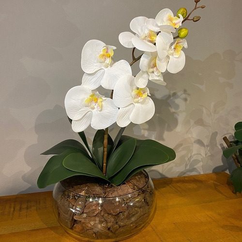 Arranjo Centro Mesa Orquídea Branca Artificial Vaso Grande | Parcelamento  sem juros