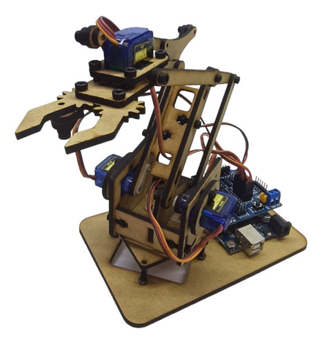 Brazo Mecánico Robot Mdf Chasis Con Tornillos