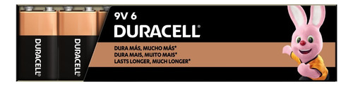 Duracell Copper and Black Pila 9V alcalina batería cuadrada 6 pilas