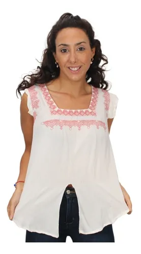 Blusa Blanca Mujer Verano Bordada Importada