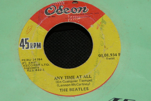 Jch- The Beatles Any Time At Wall 45 Rpm