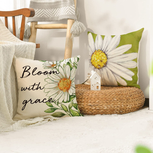 Fundas De Almohada Spring De 18 X 18, Juego De 4 Almohadas F