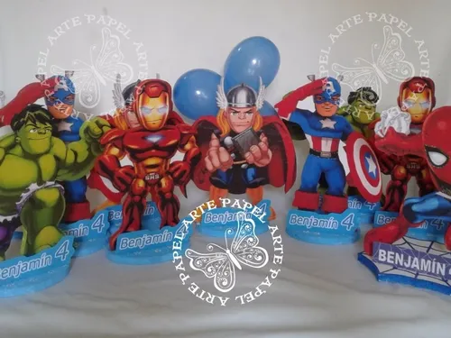 Centro De Mesa Avengers Hulk Ironman Tort Capitan De30 Cms
