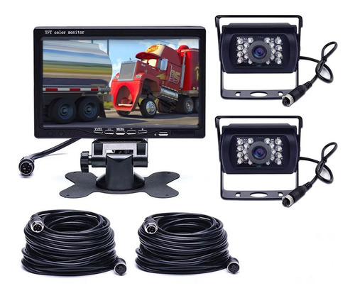 Pantalla Retroceso 7 Monitor Camión Bus Automóvil 10m Kit