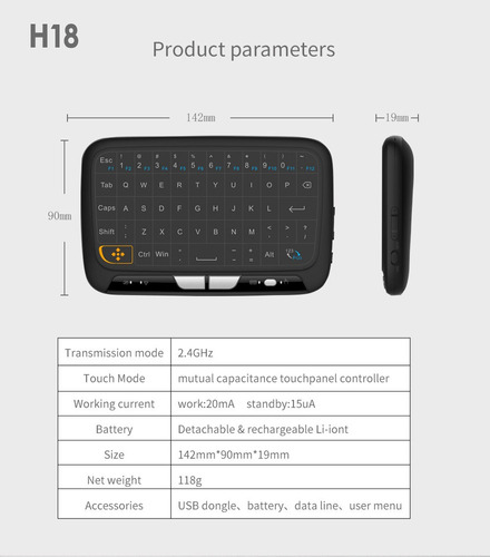 Teclado Inalámbrico Mini Touchpad Air Mice De 2,4 Ghz Qwerty