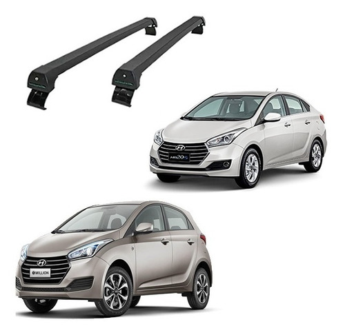 Rack De Teto Long Life Sport Preto Hb20 Hatch/sedan