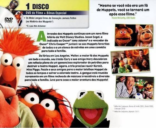 Os Muppets - Dvd - Jason Segel - Amy Adams - Chris Cooper