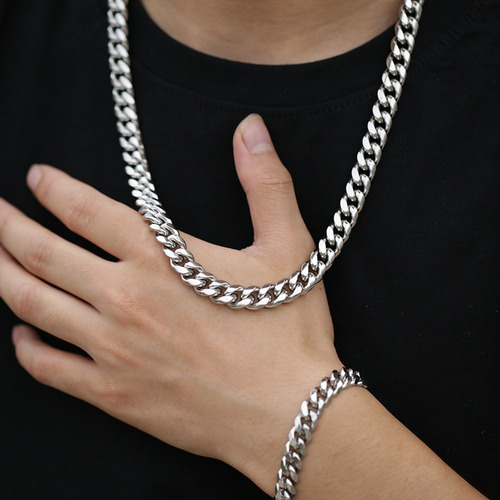 S Cadena Cubana Para Hombre De Acero Inoxidable,que No