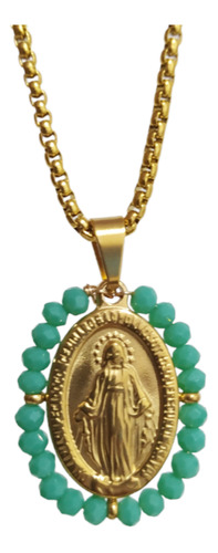 Medalla Virgen De La Milagrosa Con Cadena / Acero. 