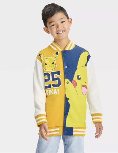 Chamarra Pokemon Pikachu Original Nintendo Varsity Jacket Xs