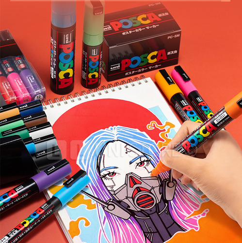 Posca Set Pc-1m X 8 Rotuladores De Colores Brillantes, Pin