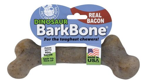 Osso Pet Qwerks Dinosaur Barkbone Bacon Grande P/ Cães Cor Marrom-claro