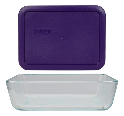 Plato De Vidrio Pyrex Y Tapa De Pc Color Morado Ciruela Hech