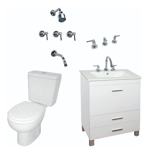 Combo Baño Set Completo Vanitory Griferia Inodoro Canilla