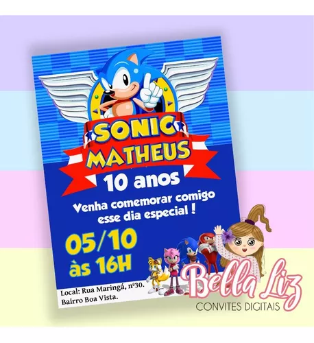 Convite Digital Sonic  Parcelamento sem juros