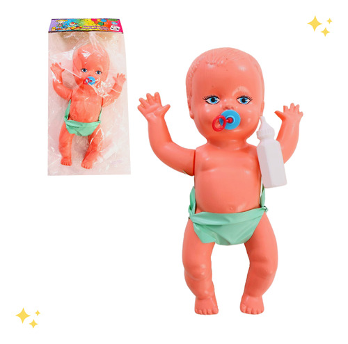 Boneca Menina Bebê Chupeta E Mamadeira Brinquedo Infantil