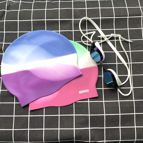 Vsidea Gorro De Natación De Silicona, 2 Pack Gorro De Nat...