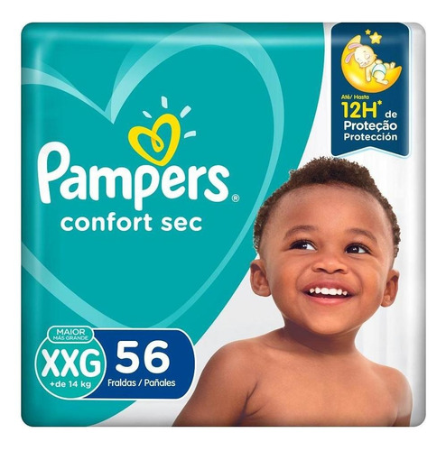 Fralda Descartável Infantil Pampers Confort Sec XXG Pacote 56 Unidades Leve Mais Pague Menos