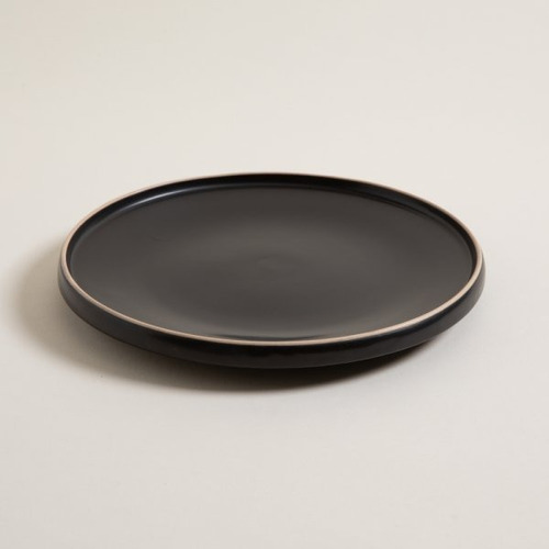 Plato Playo Tozeur Negro Con Borde Natural De 26cm Ceramica