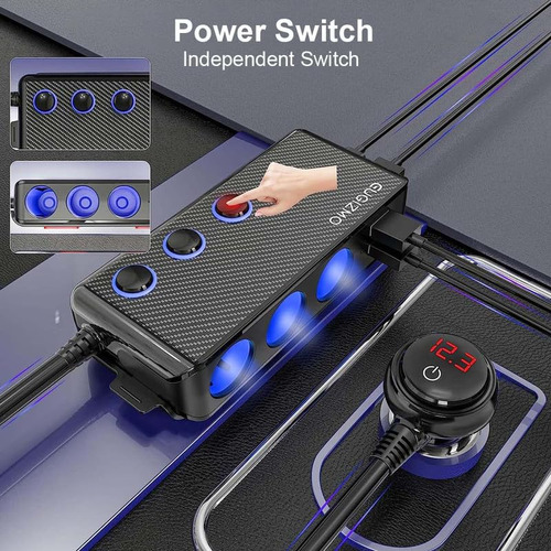 Divisor De Isqueiro De Carro Eugizmo 200w Com 3 Soquetes Com