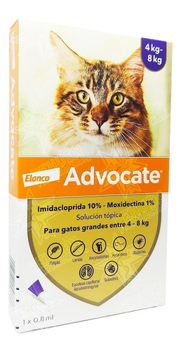 Antipulgas Advocate Gatos -acaros Sarna 4 A 8 Kg X 3 Pipetas