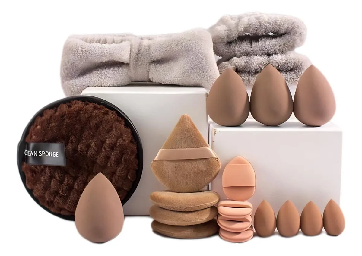 20pcs Diadema Para Maquillaje Kit De Belleza Spa Y Skincare Color Marrón Oscuro