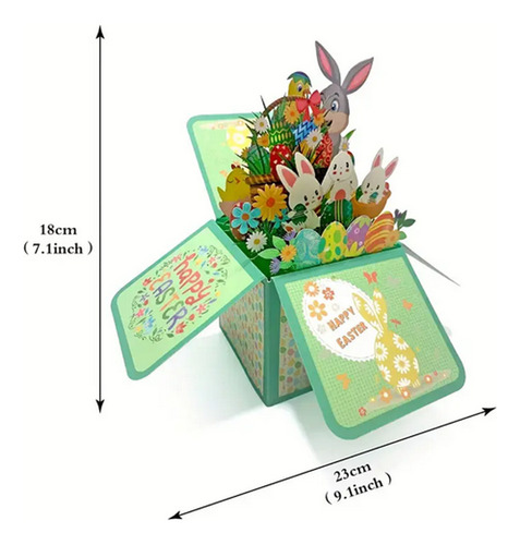 Tarjeta 3d Caja De Regalo Sorpresa Felices Pascuas / Conejo