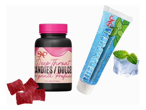 Lubricante Dulces Oral Deep Throat & Efecto Frio Hierbabuena Fresa