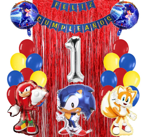 Combo Deco Feliz Cumple Sonic, Tails Y  Knuckles