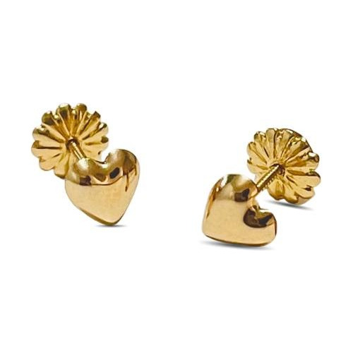 Aros De Corazón De Oro 18 Kilates (18k) Para Bebé Y Niña