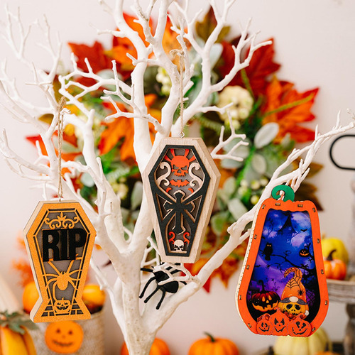 3 Piezas De Decoración Colgante De Halloween Linterna De
