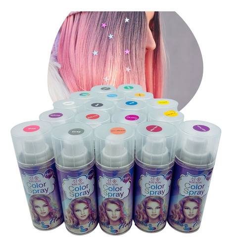 Pintura Para Cabello 11 Pz Spray Temporal Pelo Loco Aerosol