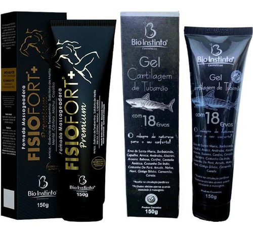 Kit 6 Pomada Fisiofort Premium + 6 Gel Cartilagem De Tubarão