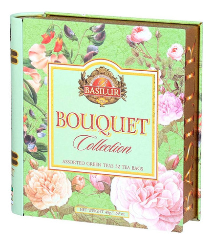 Regalo- Basilur -book Bouquet Tea 32s Libro Te Verde Green