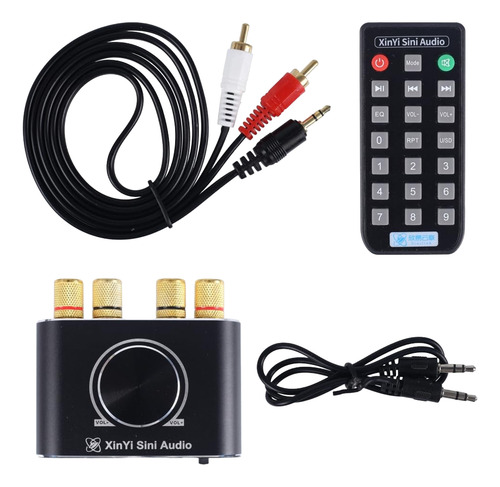 Amplificador Bluetooth 2x50w Rms Usb Auxiliar C/remoto Y App Negro 100 W