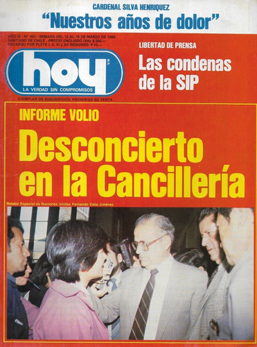 Revista Hoy N° 451 / 16 Marzo 1986 / Infor Volio Cancillería