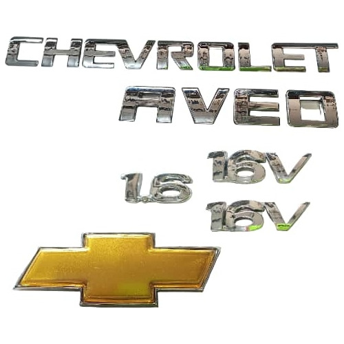 Set Emblemas Chevrolet Aveo 1.6v Sedan Clásico 6 Insignias