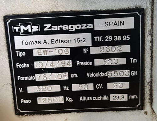 Troqueladora Automática Tmz Ew 106 (1994) - Comiter (Usado)
