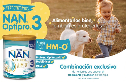 Leche Nan 3 Opti-pro® Hm-o 800g Pack X3 Tarros