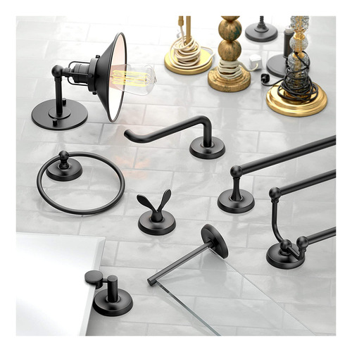 Gatco Desinger Ii - Estante De Cristal Color Negro Mate